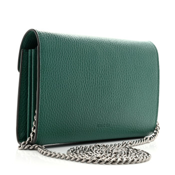 GUCCI Calfskin Mini Dionysus Chain Wallet Emerald