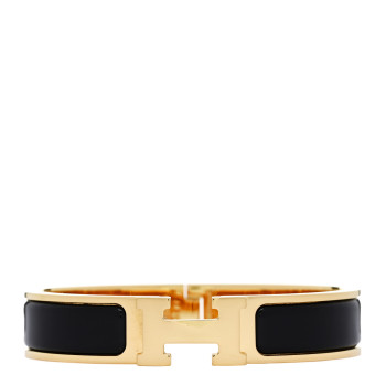 HERMES Enamel Narrow Clic Clac H Bracelet PM Black