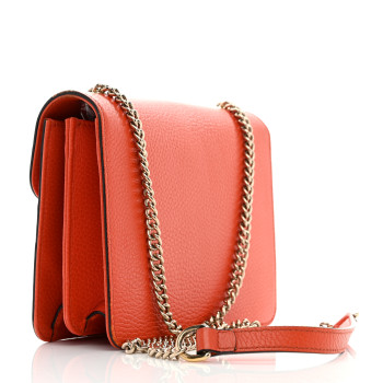 GUCCI Dollar Calfskin Small Interlocking G Shoulder Bag Sun Orange