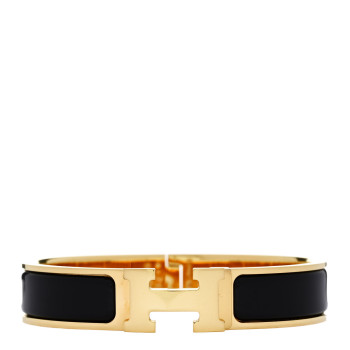 HERMES Enamel Narrow Clic Clac H Bracelet PM Black