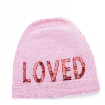GUCCI Wool Sequin Loved Beanie Hat L Pink