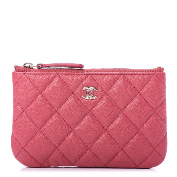 CHANEL Caviar Quilted Small Cosmetic Case Dark Pink