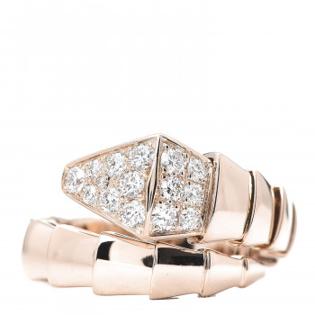 BULGARI 18K Rose Gold Diamond Serpenti Viper Ring L