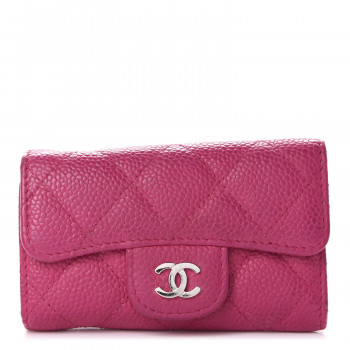 CHANEL Caviar Quilted 6 Key Holder Pink