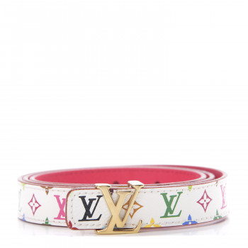 LOUIS VUITTON Monogram Multicolor LV Initiales Belt 80 32 White LOUIS VUITTON Monogram Multicolor LV Initiales Belt 80 32 White