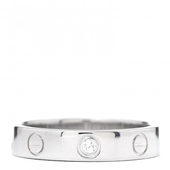 CARTIER 18K White Gold Diamond 4mm LOVE Wedding Band Ring 51 5.75