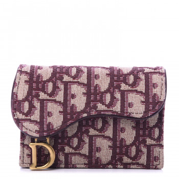 CHRISTIAN DIOR Oblique Saddle Card Holder Bordeaux CHRISTIAN DIOR Oblique Saddle Card Holder Bordeaux