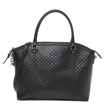 GUCCI Soft Microguccissima Dome Satchel Black