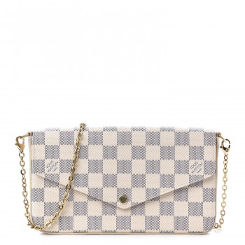 LOUIS VUITTON Damier Azur Pochette Felicie Chain Wallet Rose Ballerine LOUIS VUITTON Damier Azur Pochette Felicie Chain Wallet Rose Ballerine