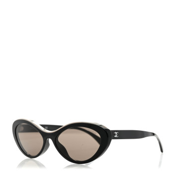 CHANEL Acetate Oval Sunglasses 5416 Black Beige