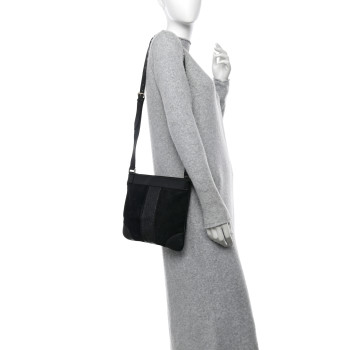 GUCCI Guccissima Suede Crossbody Bag Black
