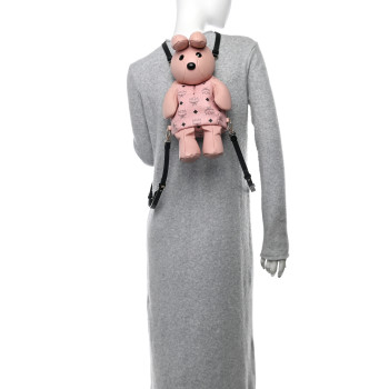 MCM Calfskin Visetos Rabbit Zoo Doll Backpack Soft Pink