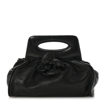 CHANEL Lambskin Camellia Frame Bag Black