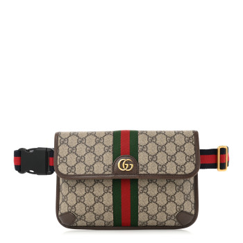 GUCCI GG Supreme Monogram Web Small Ophidia Belt Bag Brown
