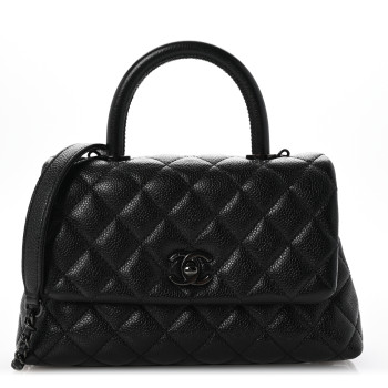CHANEL Caviar Quilted Mini Coco Handle Flap So Black