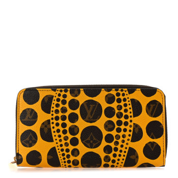 LOUIS VUITTON Monogram Kusama Pumpkin Dots Zippy Wallet Yellow