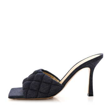 BOTTEGA VENETA Denim Matelasse Padded Mule Sandals 38.5 Indigo