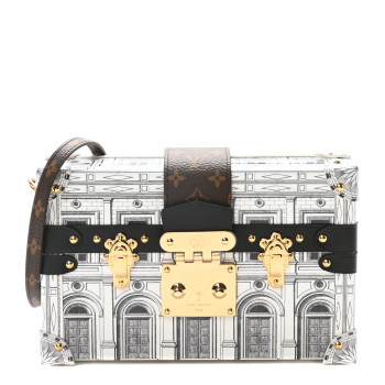 LOUIS VUITTON X FORNASETTI Calfskin Architettura Petite Malle White Black
