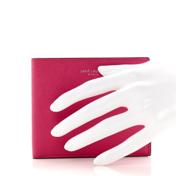 SAINT LAURENT Grain De Poudre Portefeuille Bi-Fold Wallet Fuchsia
