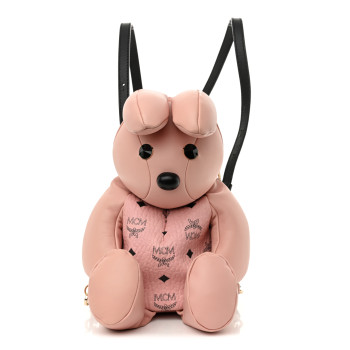 MCM Calfskin Visetos Rabbit Zoo Doll Backpack Soft Pink