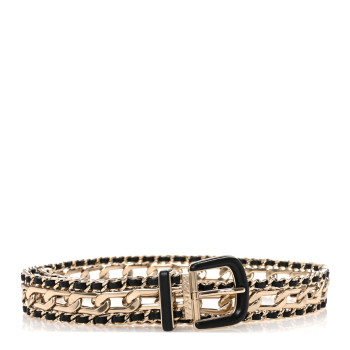 CHANEL Calfskin Lambskin Metal Chain Belt 70 28 Black