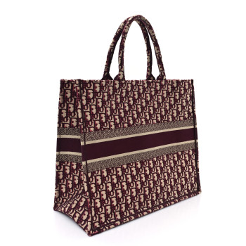 CHRISTIAN DIOR Oblique Large Book Tote Burgundy Multicolor
