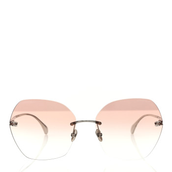 CHANEL Titanium Rimless Square Sunglasses 4271-T Silver Brown
