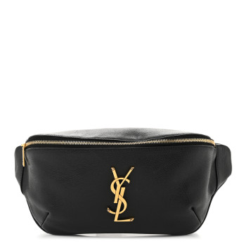 SAINT LAURENT Grain De Poudre Monogram Belt Bag Black