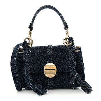 CHLOE Denim Mini Penelope Soft Shoulder Bag Blue