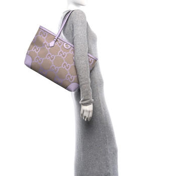 GUCCI Monogram Jumbo GG Textured Dollar Calfskin Medium Ophidia Shopping Tote Beige Lapis
