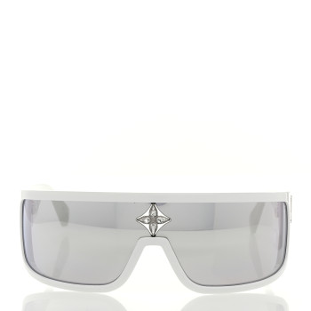 LOUIS VUITTON Acetate Crystal Cyclone Sport Mask Sunglasses Z1742U Ash Silver