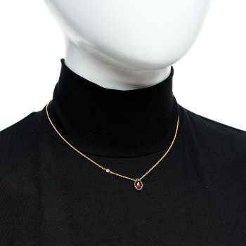 BOUCHERON 18K Pink Gold Diamond Rhodolite Garnet XS Serpent Boheme Necklace