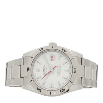 ROLEX Stainless Steel 18K White Gold 36mm Oyster Perpetual Datejust Turn-O-Graph Watch White 116264