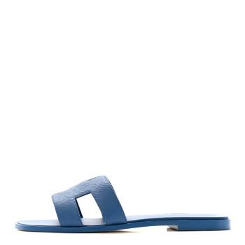 HERMES Epsom Oran Sandals 39 Bleu Bleuet