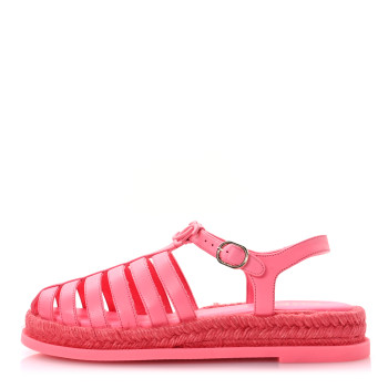 CHANEL Lambskin Espadrille Sandals 39 Coral