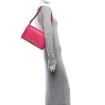 CHANEL Lambskin Quilted New Medium Boy Flap Pink