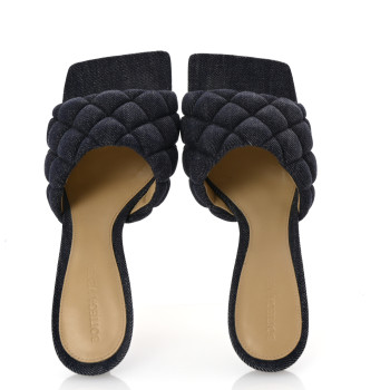 BOTTEGA VENETA Denim Matelasse Padded Mule Sandals 38.5 Indigo