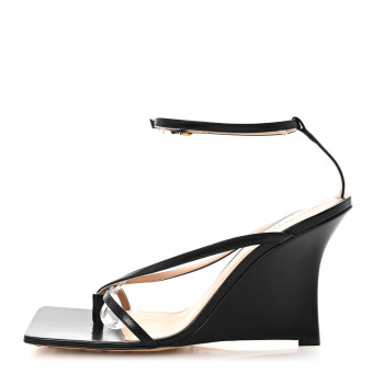 BOTTEGA VENETA Lambskin Stretch Multi Strap 90mm Sandals 40 Black