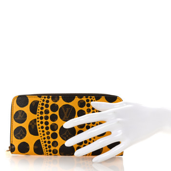 LOUIS VUITTON Monogram Kusama Pumpkin Dots Zippy Wallet Yellow