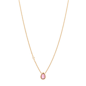 BOUCHERON 18K Pink Gold Diamond Rhodolite Garnet XS Serpent Boheme Necklace