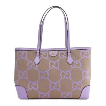 GUCCI Monogram Jumbo GG Textured Dollar Calfskin Medium Ophidia Shopping Tote Beige Lapis
