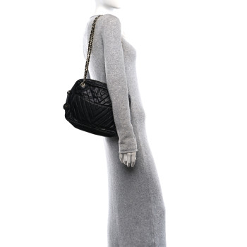 CHANEL Lambskin Surpique Chevron Small Tote Black