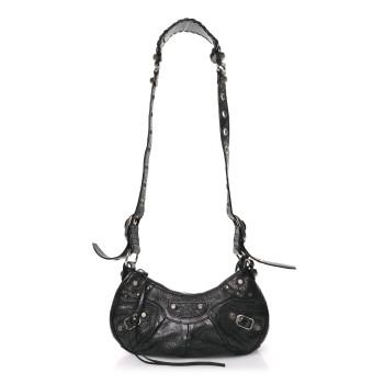 BALENCIAGA Agneau Arena Le Cagole Shoulder Bag XS Black