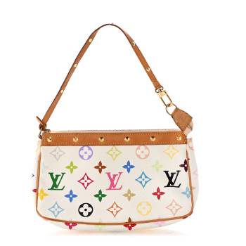 LOUIS VUITTON Monogram Multicolor Pochette Accessories White