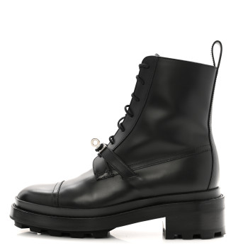 HERMES Glossed Calfskin Funk Ankle Boots 37 Black