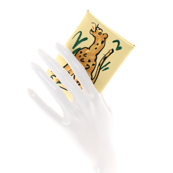HERMES Swift Spring Panther Calvi Duo Card Case Jaune Milton