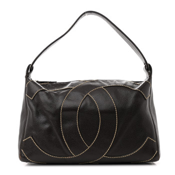 CHANEL Caviar CC Stitched Medium Hobo Brown