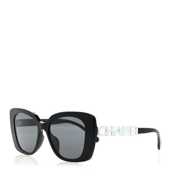CHANEL Acetate Strass Square Sunglasses 5422-B-A Black White