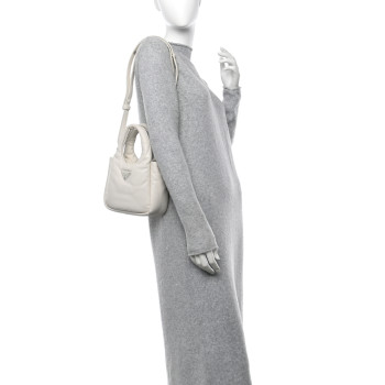 PRADA Nappa Soft Padded Small Double Handled Shoulder Bag White