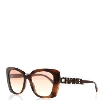 CHANEL Acetate Strass Square Sunglasses 5422 Tortoise